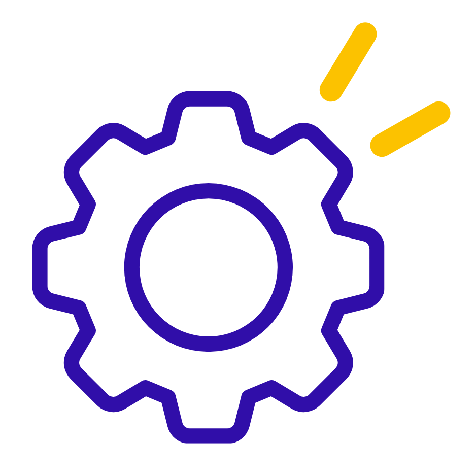 Picto Engrenage Jaune Et Bleu